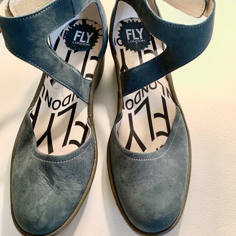 Fly London Sage Green Suede Mary Jane Shoes